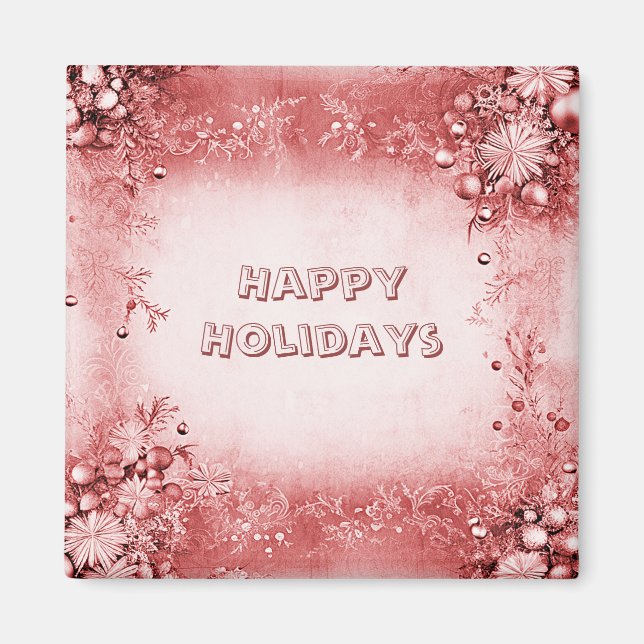 Red Pink Holiday Weihnachtsmagnet Magnet (Vorne)