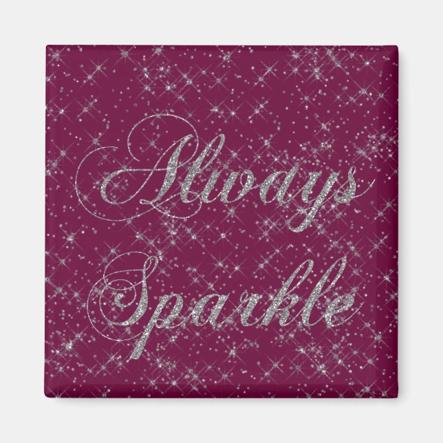 Red Pink Inspiration Sparkle Silver Glitzer Magnet (Vorne)