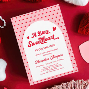 Red Pink Little Sweetheart Valentines Baby Dusche Einladung