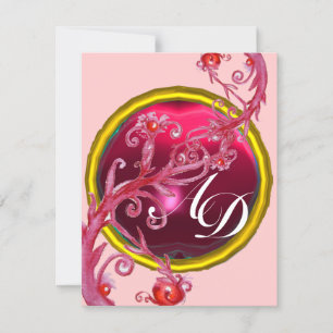 RED PINK MAGIC BERRIES, RUBY GEMSTONE MONOGRAM EINLADUNG