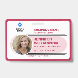 Red Pink Minimalistisch Business QR Mitarbeiter Fo Ausweis
