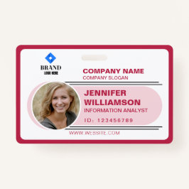 Red Pink Minimalistisch Business QR Mitarbeiter Fo Ausweis