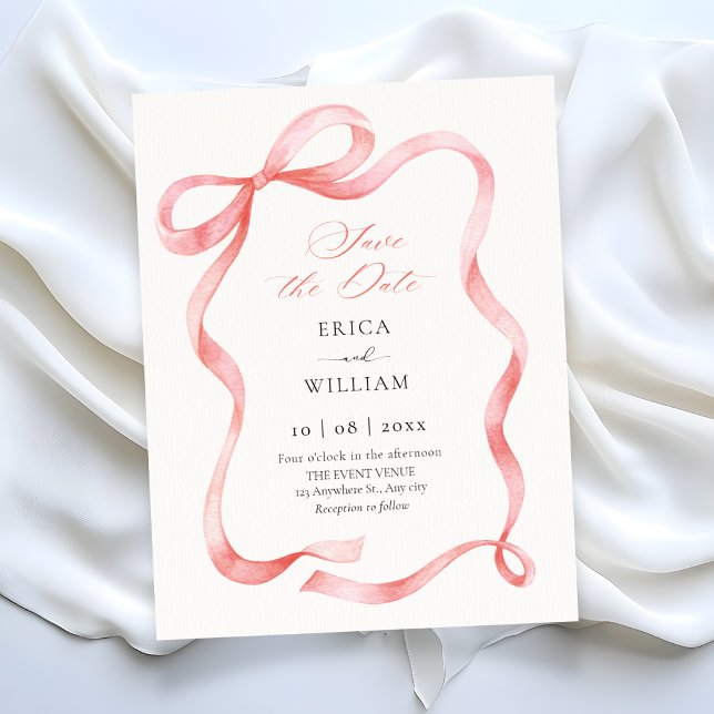 Red pink ribbon bow  save the date (Von Creator hochgeladen)