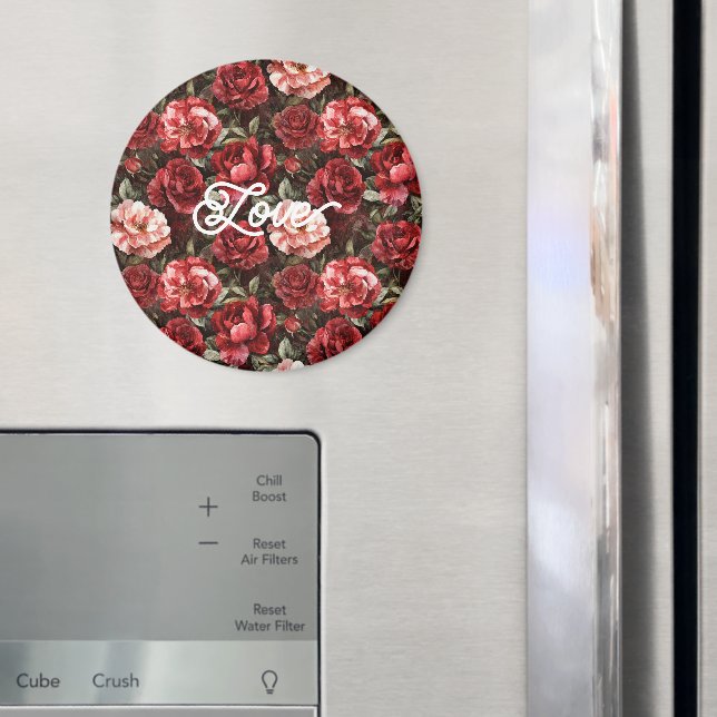 Red Pink Rose Flowers   Magnet (In Situ (Kühlschrank))