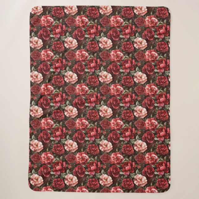 Red Pink Rose Flowers   Sherpadecke (Vorderseite)