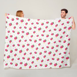 Red Pink Strawberry Pattern Cute Flowers Fleecedecke