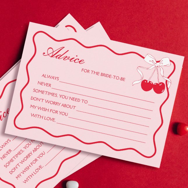 Red Pink Wavy Valentines Ratgeber für die Brautkar Einladung (Von Creator hochgeladen)