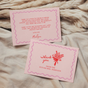 Red Pink Whimsical Handschriftlich Dankeskarte