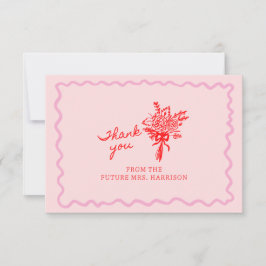 Red Pink Whimsical Handschriftlich Dankeskarte