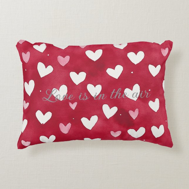 Red Pink White Hearts Dekokissen (Vorderseite)