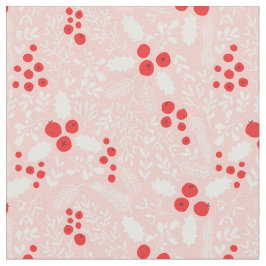 Red Pink White Holly Berries Mistletoe Weihnachten Stoff