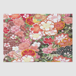 Red Pink White Japanisch Kimono Floral Decoupage Seidenpapier