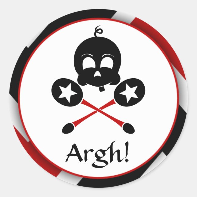 Red Pirate Baby Skull & Cross Rails Sm Aufkleber (Vorderseite)