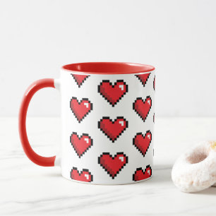 Red Pixel Heart Video Game Tasse