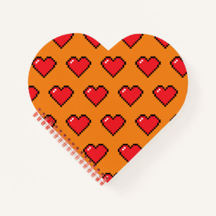 Red Pixel Herzmuster Notizbuch