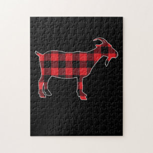 Red Pläd Goat Santa Christmas