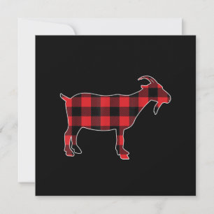 Red Pläd Goat Santa Christmas Einladung