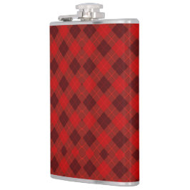 Red plaid hip flask with a metal cap flachmann