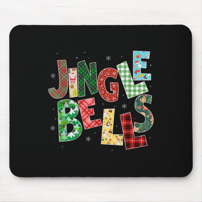 Red Plaid Jingle Bells Christmas Matching Family P Mousepad (Vorne)