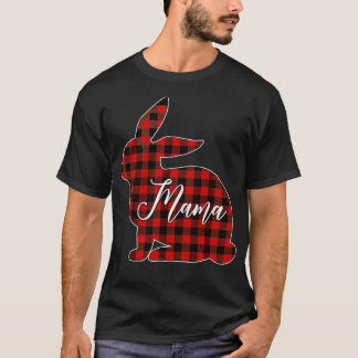 Red Plaid Mama Bunny - Matching Pajama Rabbit Mama T-Shirt