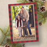 Red Plaid Merry Christmas Kraft Family Photo Feiertagskarte<br><div class="desc">Red Buffalo Plaid Family Photo Merry Christmas Kraft Holiday Card</div>