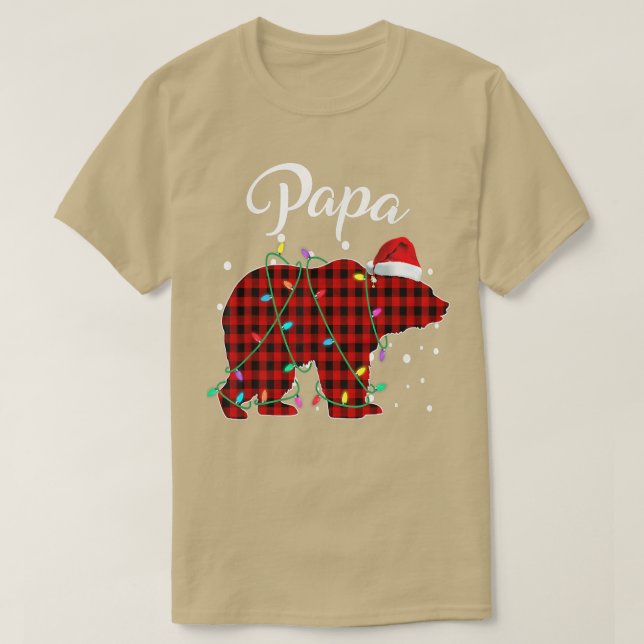 Red Plaid Papa Bear Matching Buffalo Pajama Appare T-Shirt (Design vorne)