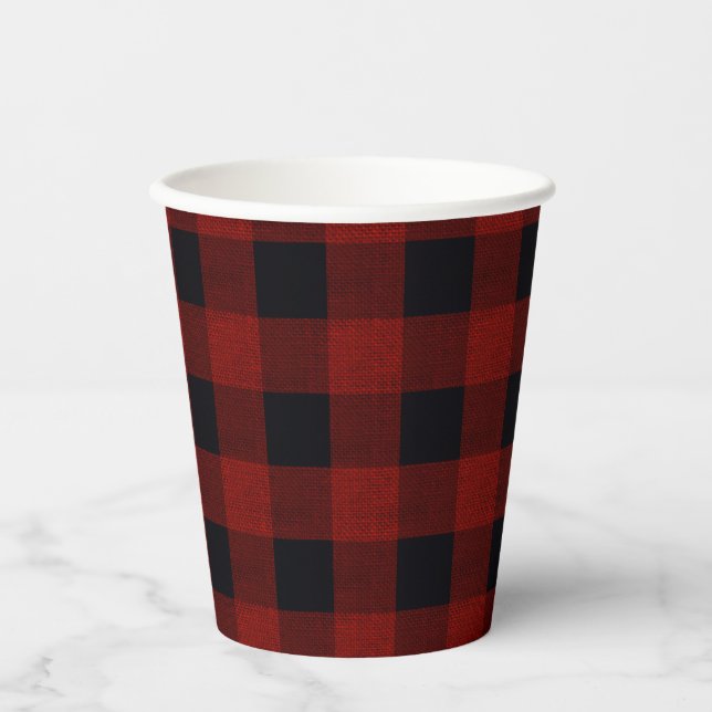 Red Plaid Pappbecher (Vorderseite)