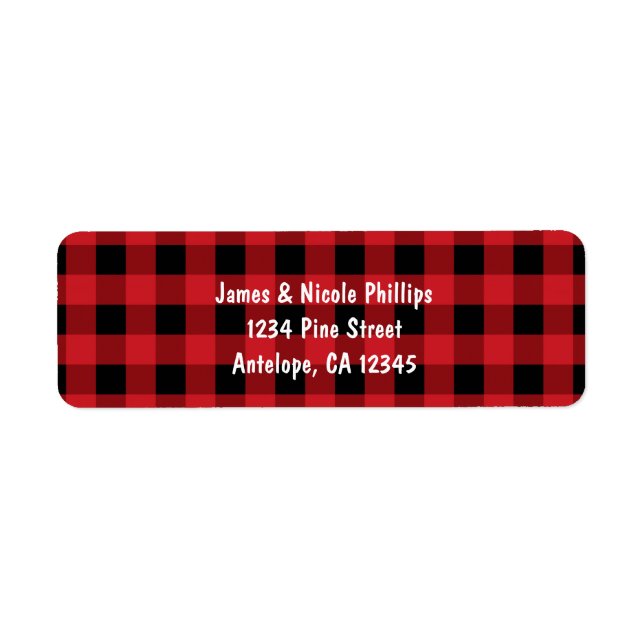 Red Plaid Rustic Country Étiquettes de adresse de  (Devant)
