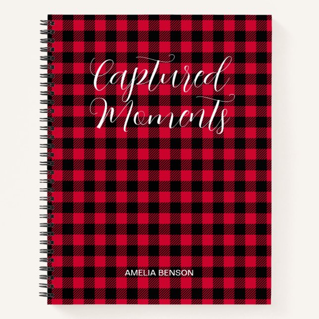 Red Plaid, Tartan, Buffalo Karos Muster Notizbuch (Vorderseite)