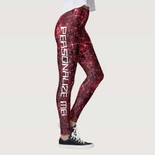 Red Planet Galaxy Glitzer CUSTOM TEXT Mars Leggings
