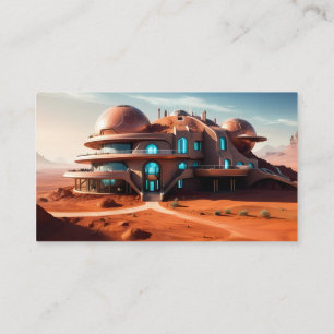 Red Planet Mansion - AI Futuristic Wüste Villa Visitenkarte