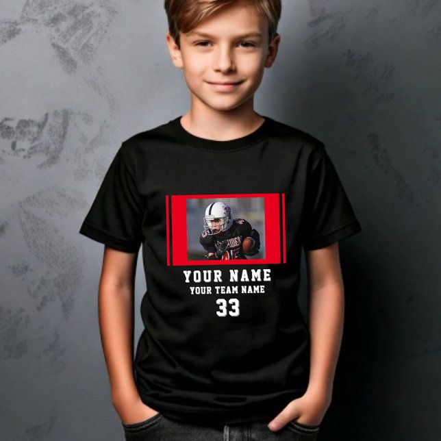 Red Player Name Number Team Foto T-Shirt (Von Creator hochgeladen)