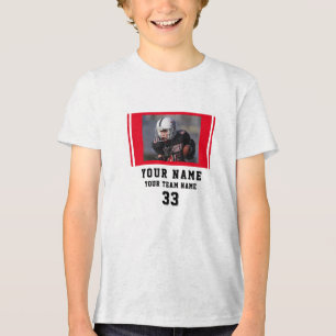 Red Player Name Number Team Foto Tri-Blend Shirt