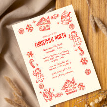 Red Playful Hand Drawn Doodle Whimsical Weihnachte