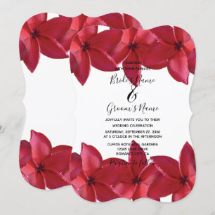 Red Plumeria Frangipani Wedding Einladungen
