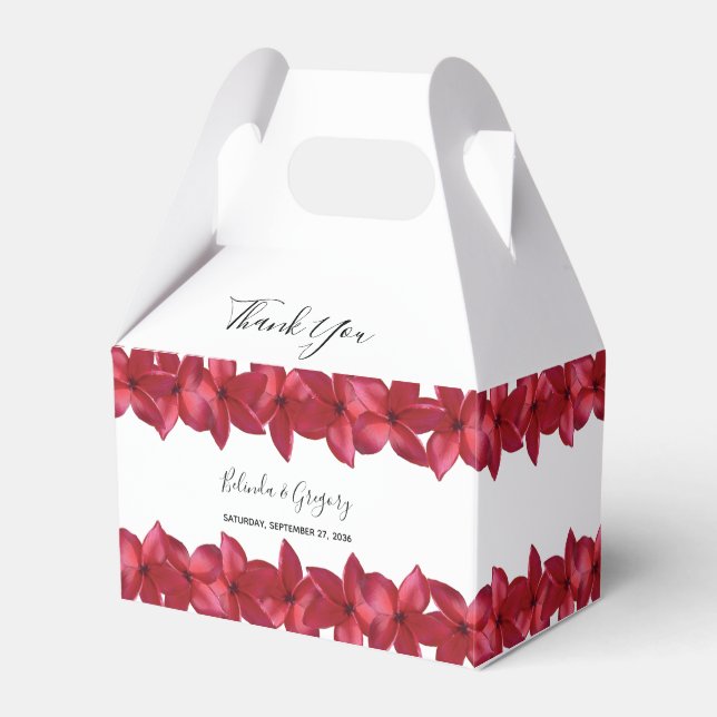 Red Plumeria Frangipani Wedding Geschenkschachtel (Vorderseite)