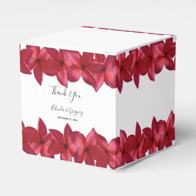 Red Plumeria Frangipani Wedding Geschenkschachtel (Vorderseite)