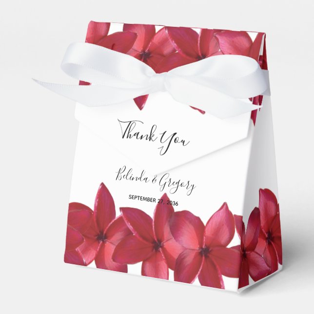 Red Plumeria Frangipani Wedding Geschenkschachtel (Vorderseite)