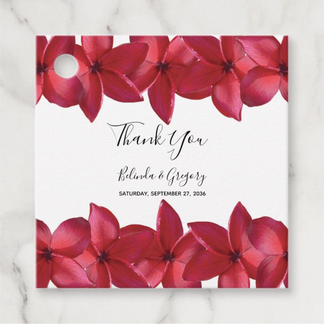 Red Plumeria Frangipani Wedding Gift Geschenkanhänger (Vorderseite)