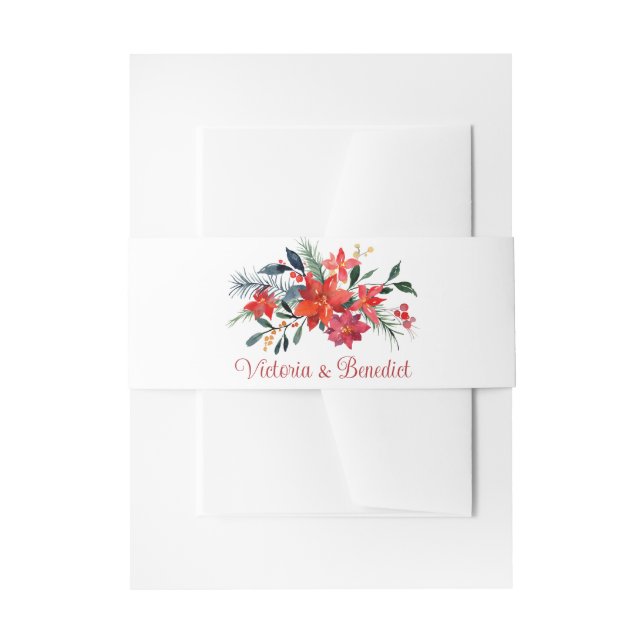 Red Poinsettia Blumenweih Custom Einladungsbanderole (Vorderseite Beispiel)