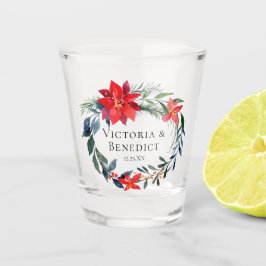 Red Poinsettia Blumenweih Custom Schnapsglas