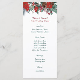 Red Poinsettia Border Bouquet Menü Menükarte