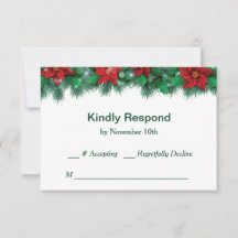 Red Poinsettia Border Wedding RSVP