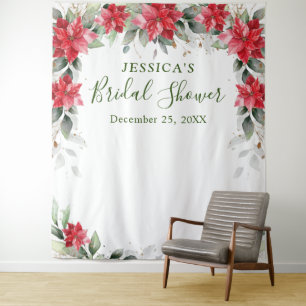 Red Poinsettia Brautparty Foto Stand Hintergrund Wandteppich