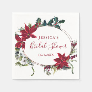 Red Poinsettia Brautparty Paper Napki Serviette