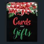Red Poinsettia Christmas Chalkboard Poster<br><div class="desc">Red Poinsettia Christmas Chalkboard</div>