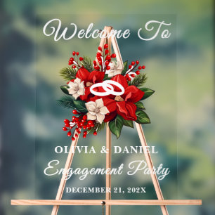 Red Poinsettia Christmas Engagement Party Bienvenu