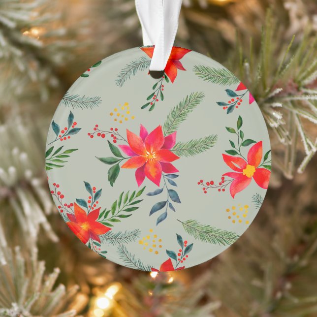 Red Poinsettia Christmas Floral Ornament (Baum)