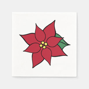 Red Poinsettia Christmas Party Napkins Serviette