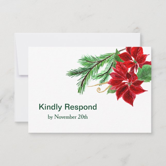 Red Poinsettia Christmas RSVP (Vorderseite)